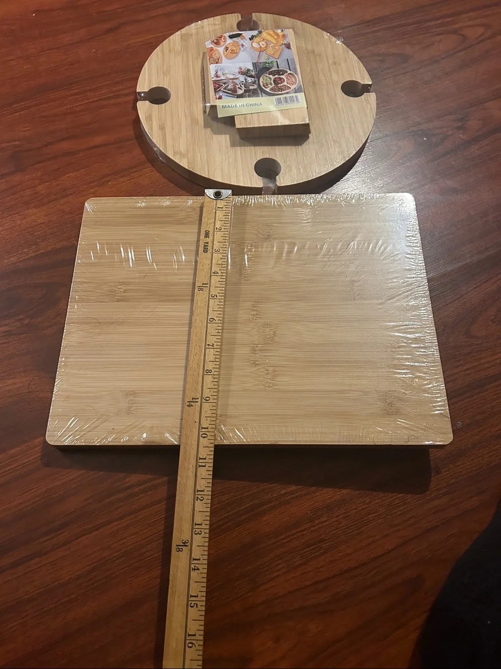New Bamboo Wine Picnic Table & Charcuterie Boards Bundle of 2 Set